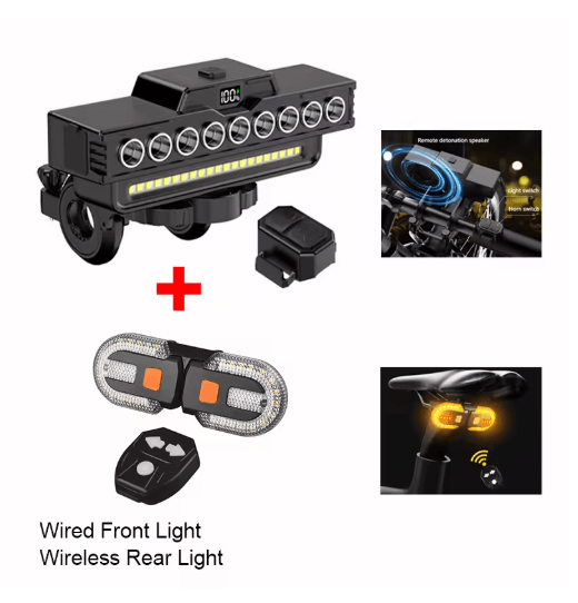 9-LED Rechargeable Bike Headlight with Horn Type C MTB Safety Front Light