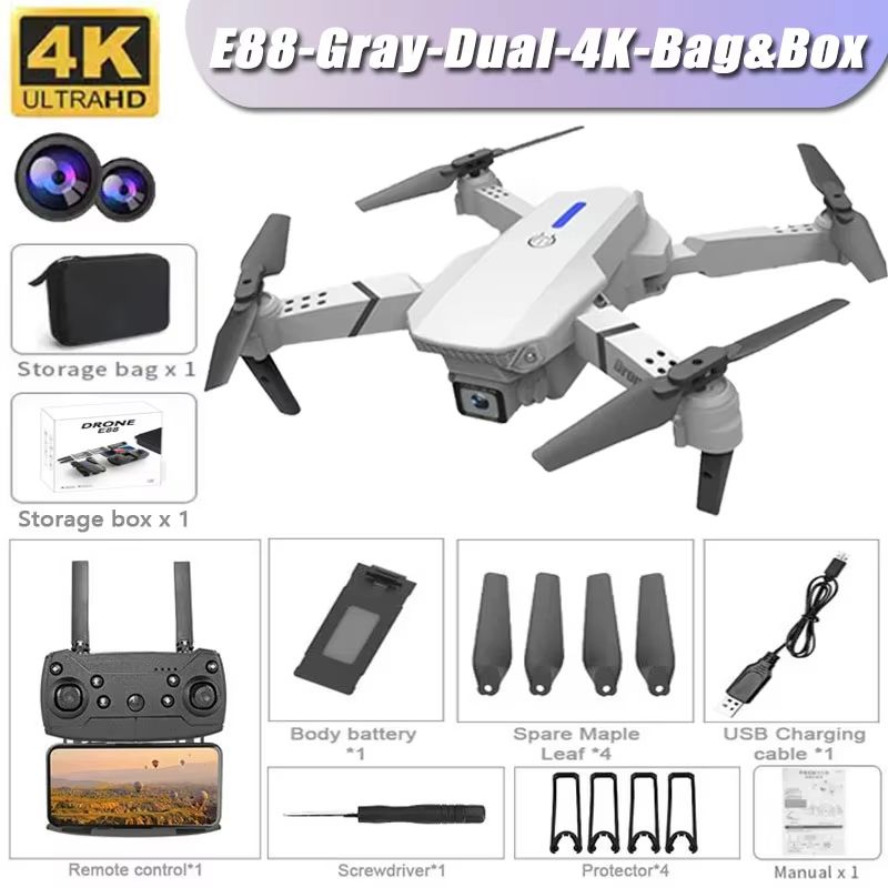 E99 Pro Drone with 6K Camera Foldable Quadcopter Remote Control UAV