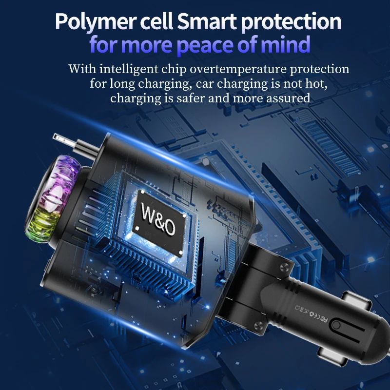 Retractable Car Charger 45W PD Fast Charger with USB-C, Starlight Roof Glow & Aromatherapy