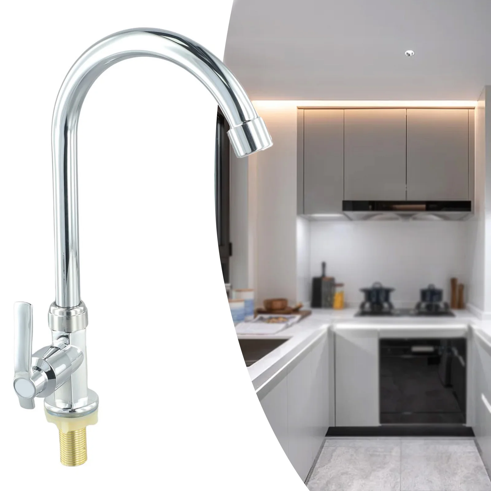 Cold Water Faucet Single Hole Swivel Sink Tap for Kitchen Bar Bathroom