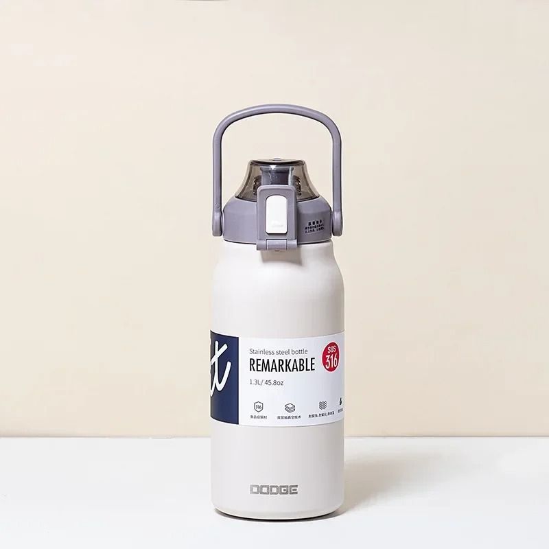 Large Capacity Stainless Steel Tumbler Thermos Bottle with Straw and Lock Lid