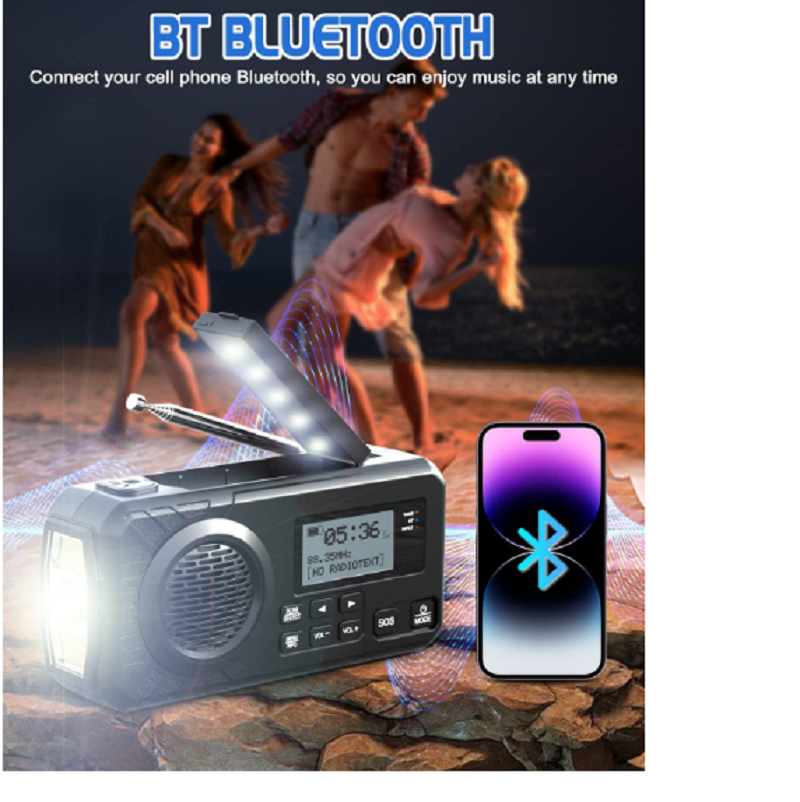 Portable Solar Emergency Radio with Hand Crank Power Bank & Reading Lamp