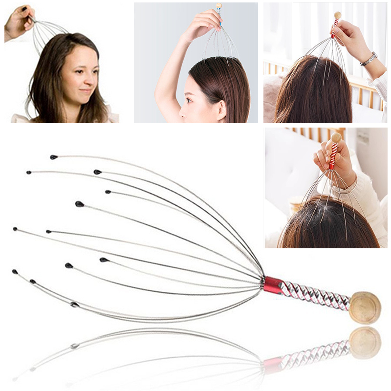 Stainless Steel Octopus Head Massager, Engraved Scalp Scratcher, Brain Relaxer, Itch Reliever, Massage Claw