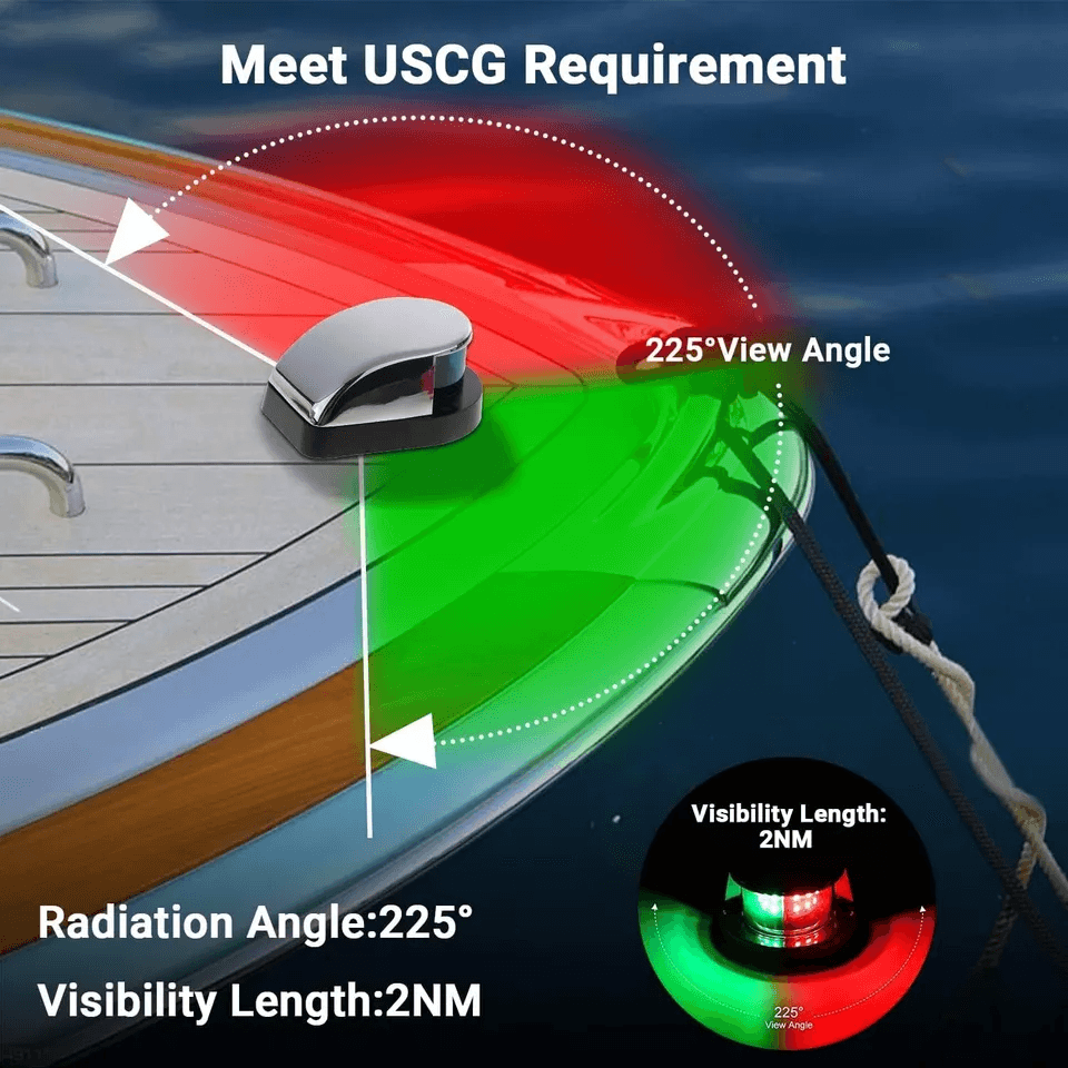 Waterproof Boat Navigation Light LED Red Green Bow Marine Pontoon Lamp