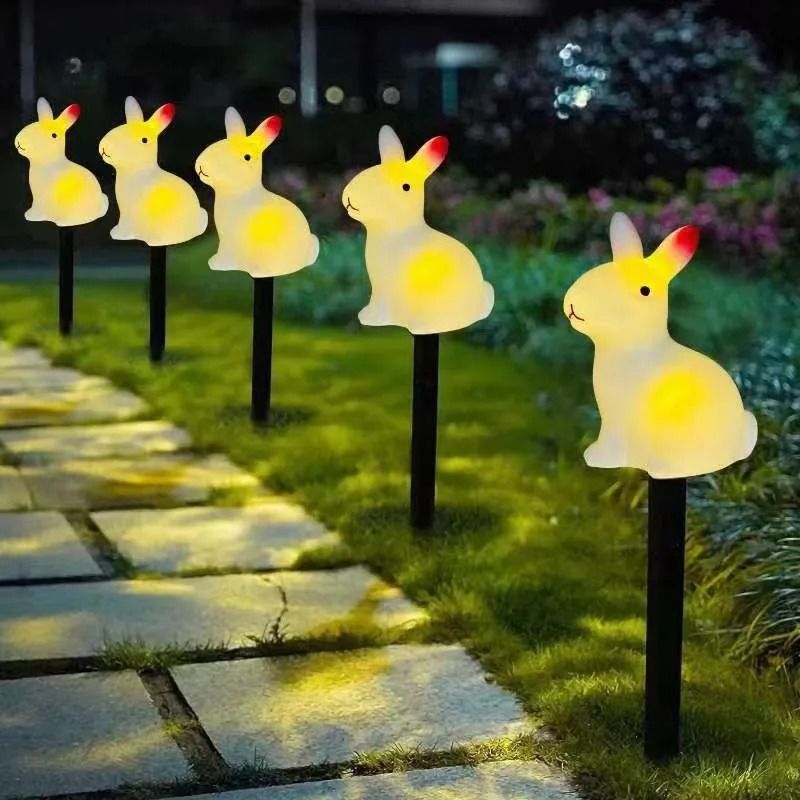 5-Pack Solar-Powered Rabbit Easter Bunny Lights | Waterproof Outdoor LED Garden & Pathway Decorations