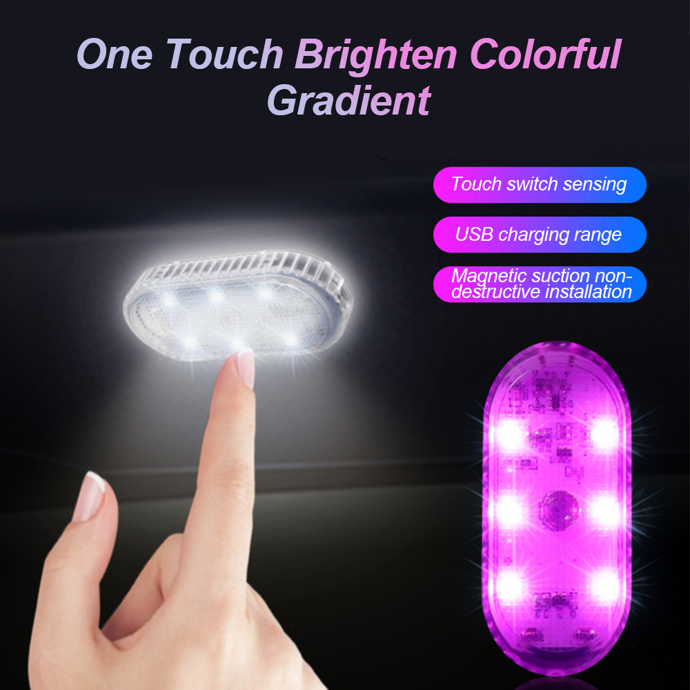Multi Color Wireless LED Touch Car Lights, Mini USB Interior Auto Lamp