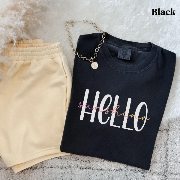 Hello Sunshine Comfort Colors Shirt Women Summer Tee Soft Cotton Sun Lover Gift