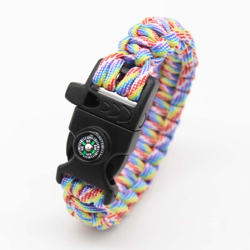 Multifunctional Survival Paracord Bracelet, Outdoor Emergency Gear with Fire Starter Compass Whistle