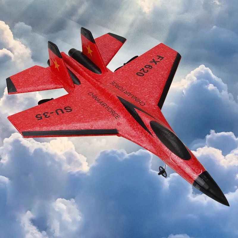 RC Foam SU-35 Fighter Jet Glider with Remote Control and LED Lights