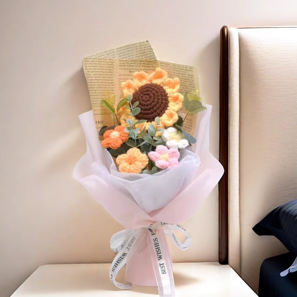 Handmade Crochet Flower Bouquet – Sunflower & Daisy Gift for Special Occasions