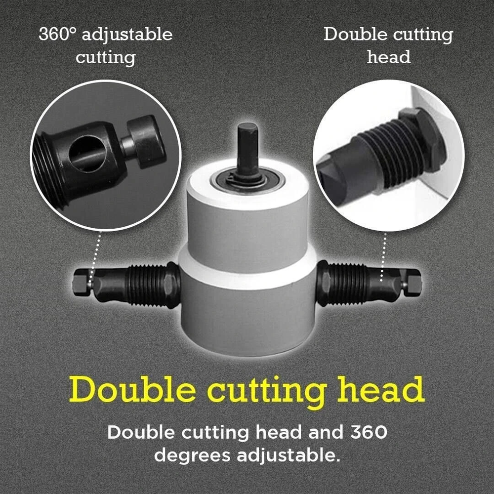 Double Head Sheet Metal Nibbler with Drill Attachment