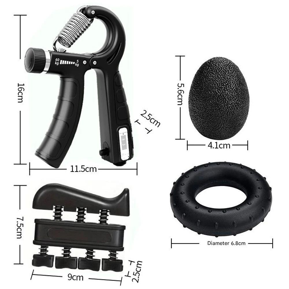Adjustable Hand Grip Strength Trainer Kit – 5-Piece Hand Grip Strengthener & Finger Exerciser Set