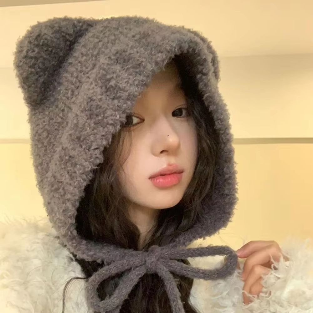 Women's Cute Bear Ear Knitted Winter Beanie Hat