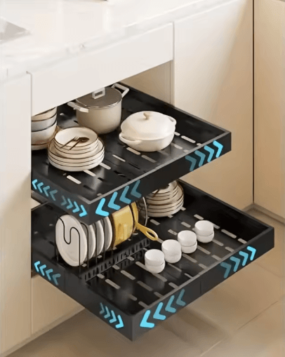 Expandable Pull Out Cabinet Organizer Sliding Under Sink Kitchen Storage Rack