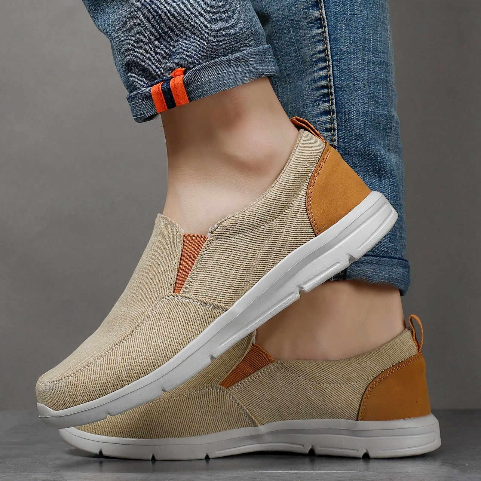Mens Summer Canvas Slip On Sneakers Breathable Casual Loafers