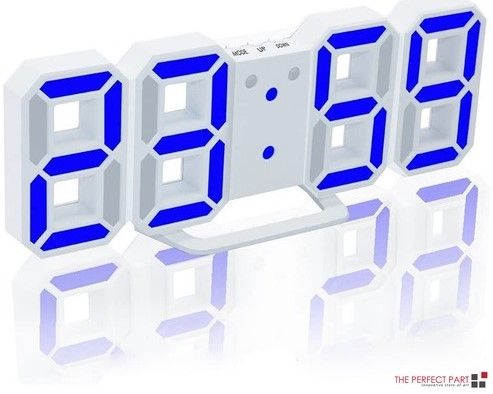 LED Big Wall Clock, USB Powered Digital Alarm, Snooze Function, Auto Brightness