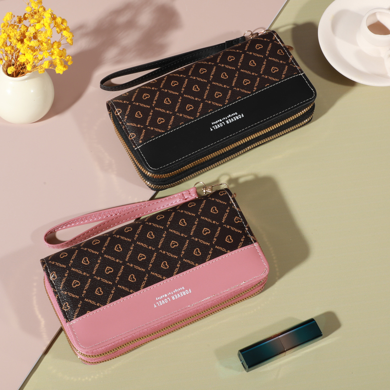 Elegant Large Capacity Wallet Clutch Zippered Card Holder with Multiple Compartments