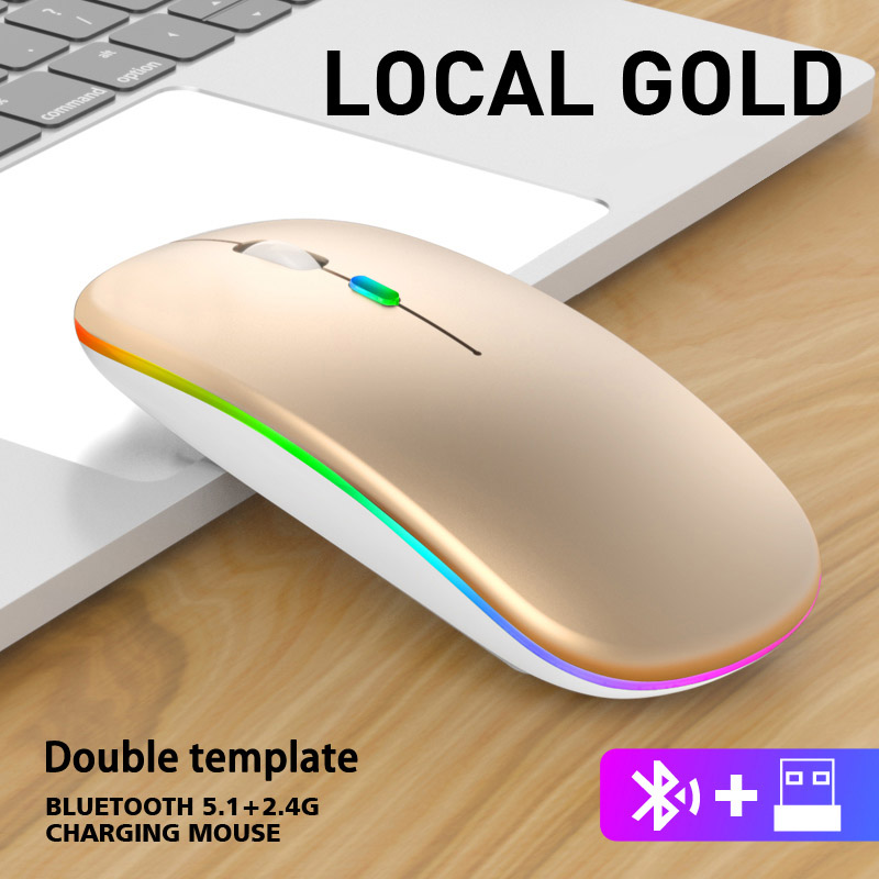 Rechargeable Bluetooth Wireless Mouse with Quiet Clicks and USB Backlight