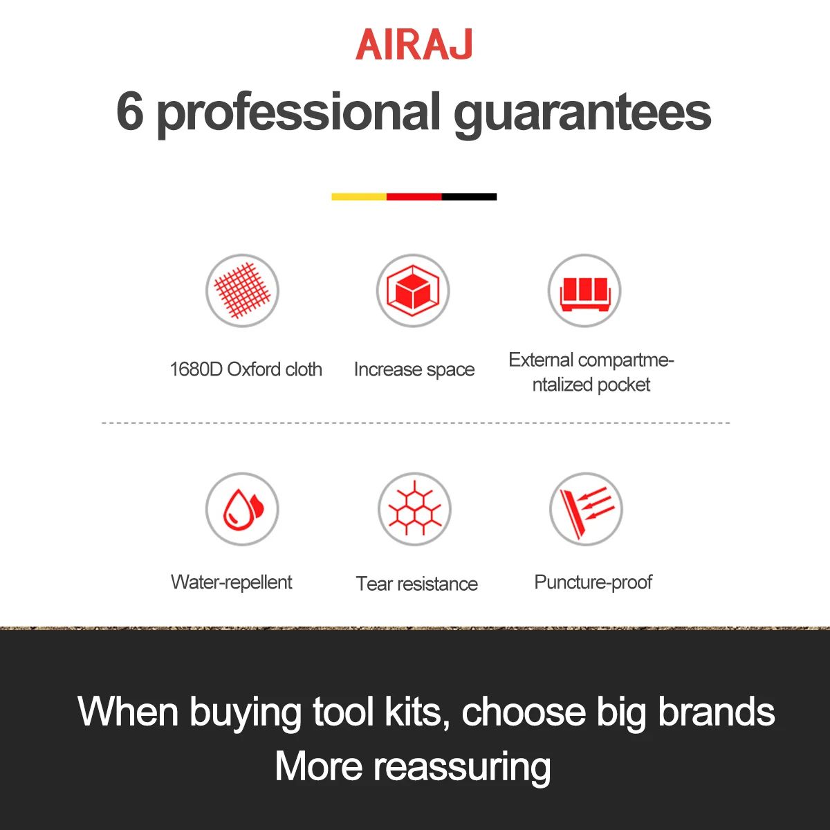 AIRAJ Large Waterproof Multifunctional Tool Bag with High Capacity