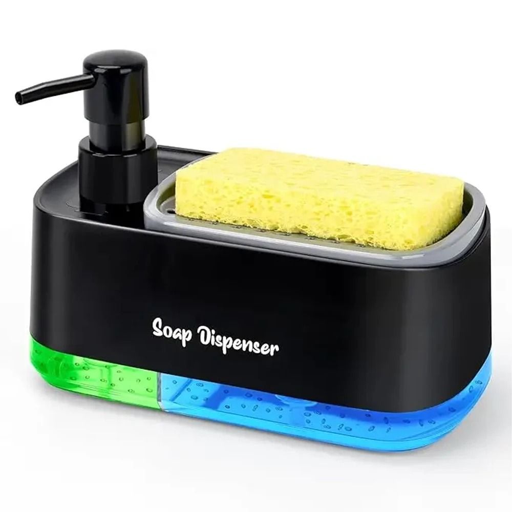 Hand and Dish Soap Dispenser Set with Sponge Holder Countertop Kitchen Soap Pump