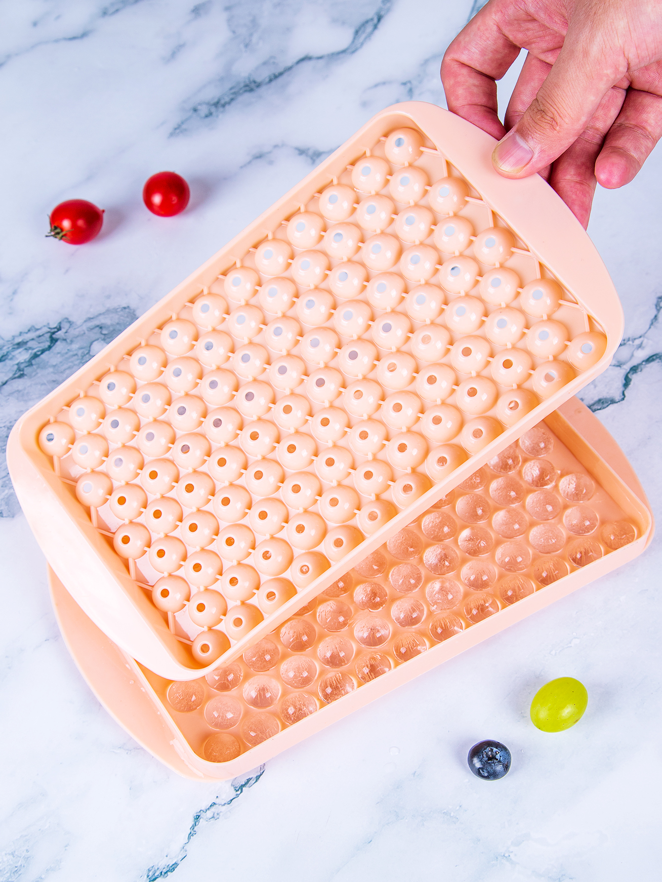 Stackable Silicone Ice Cube Trays with Lids Easy Release Food Grade Freezer Mold