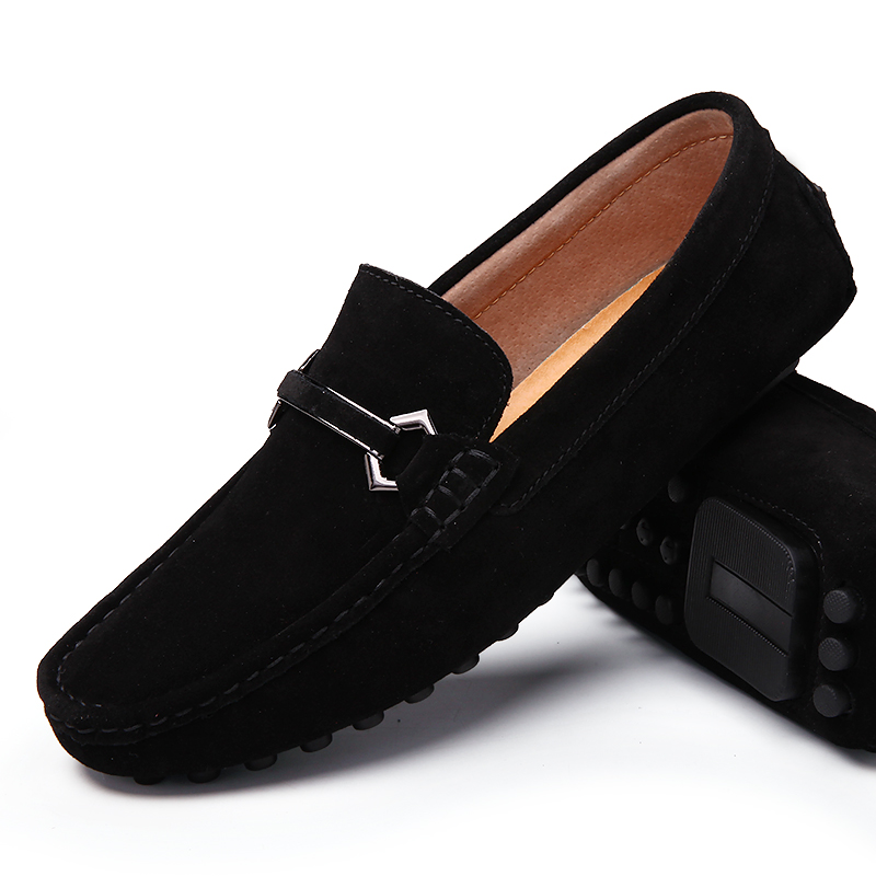 High Quality Suede Slip on Men Loafers, Genuine Leather Casual Shoes, Soft Non Slip Driving Flats