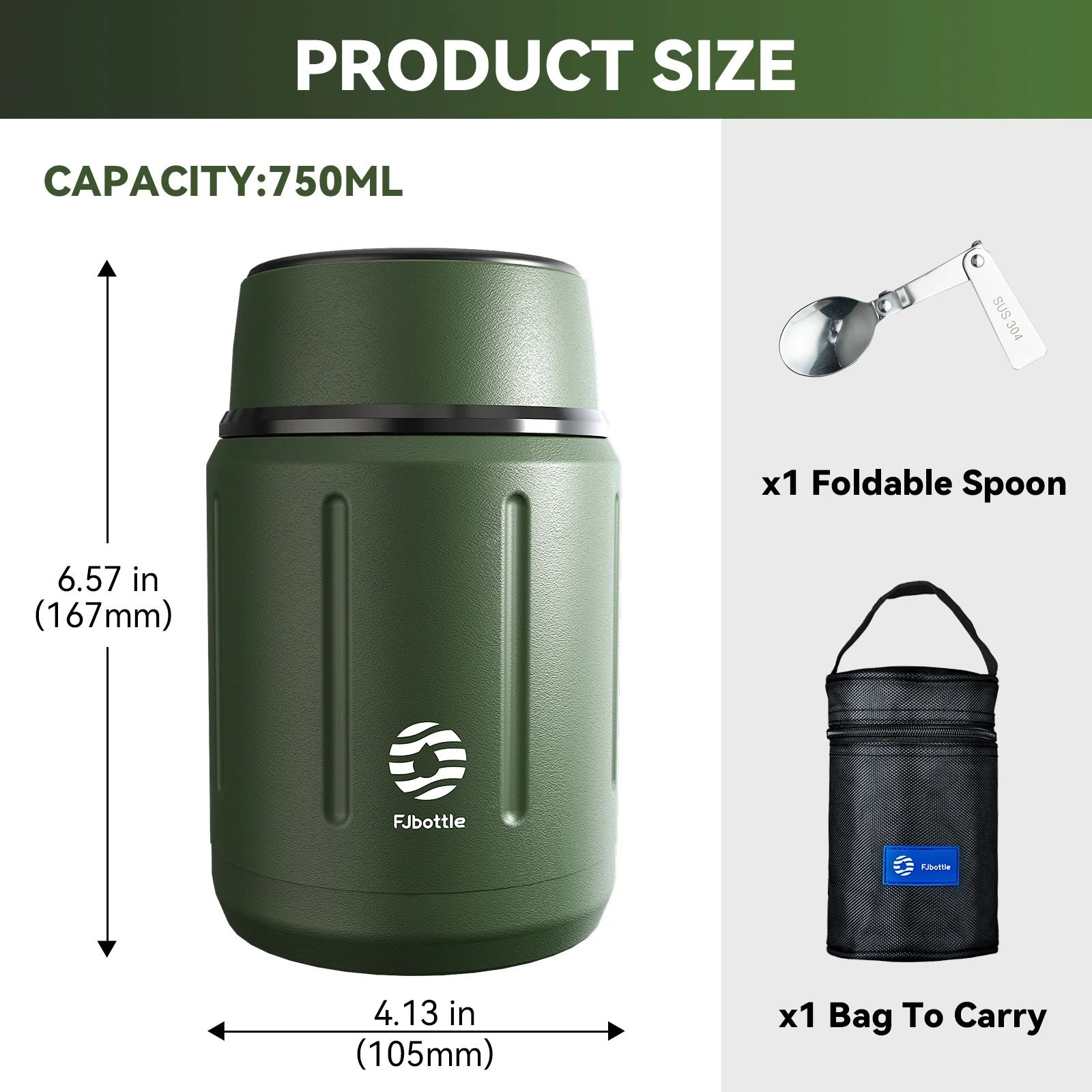 Food Thermos Vacuum Lunch Box Stainless Steel 750ML with Spoon