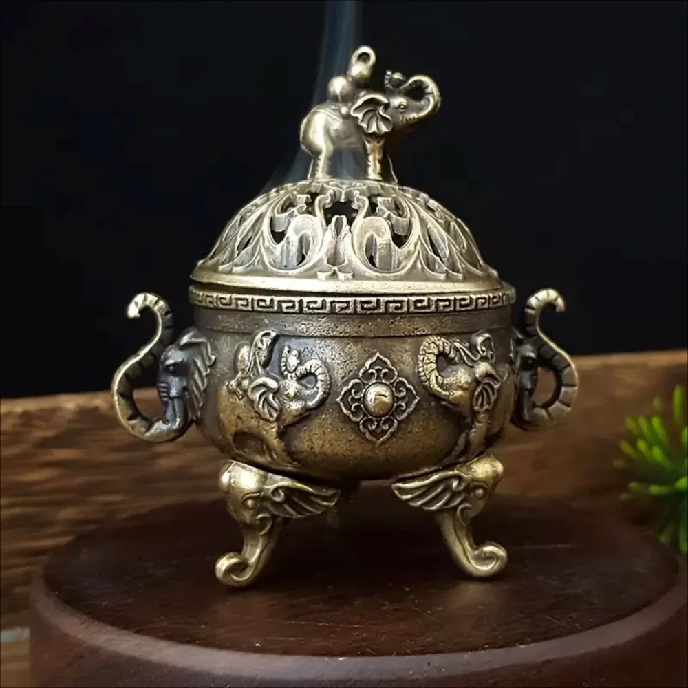 Elephant Incense Burner Metal Aromatherapy Holder Meditation Home Decor