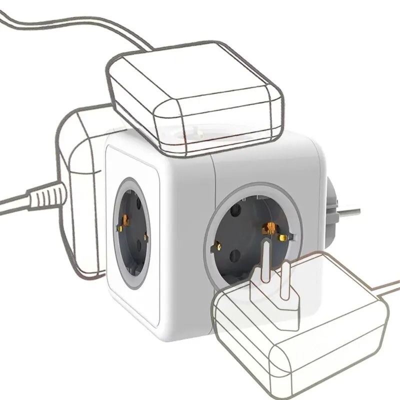 EU Power Strip Cube with 5 AC Outlets