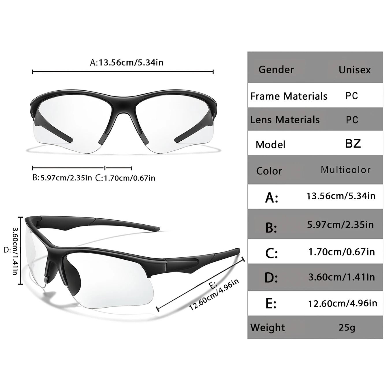 Photochromic Sports Sunglasses for Men and Women UV400 MTB Cycling Running Goggles