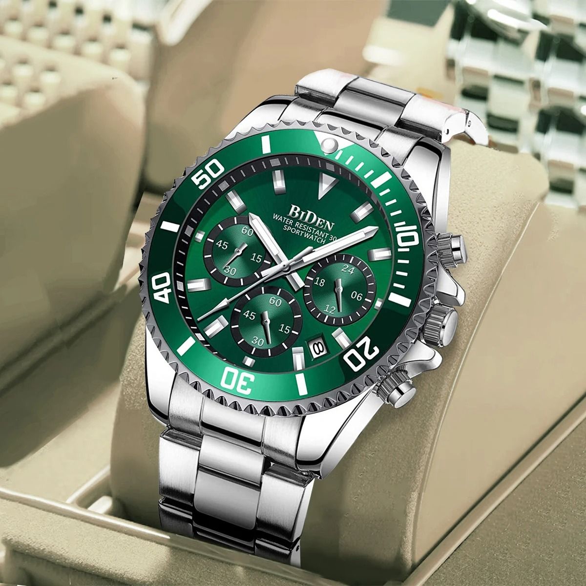 BIDEN Men Sports Chronograph Quartz Watch Waterproof