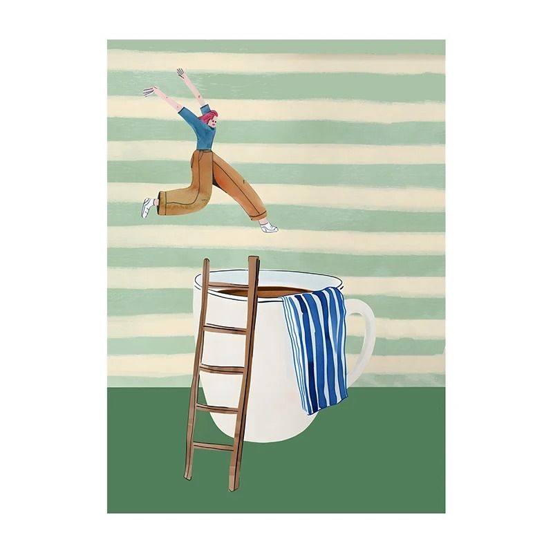 Surreal Coffee Diver Canvas Poster | Trendy Kitchen Gallery Wall Art