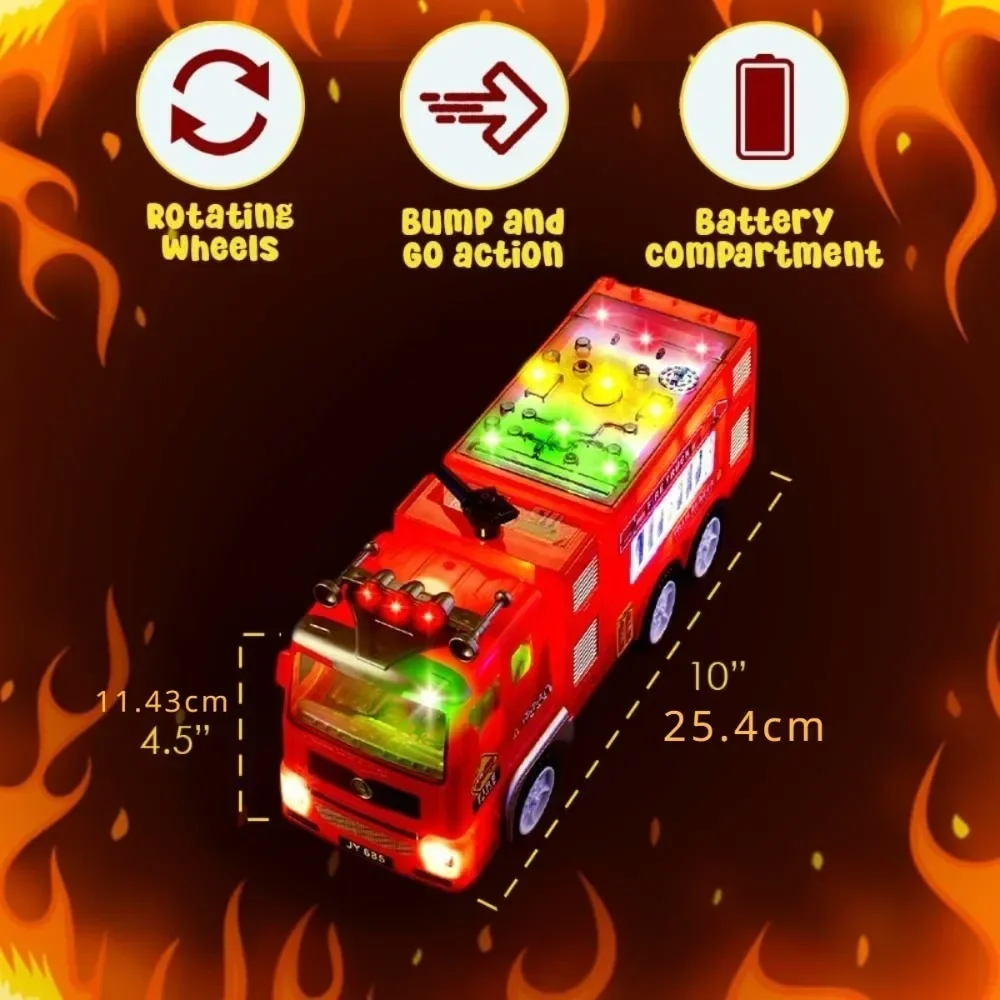 Real Firetruck Siren Sound Fire Truck Toy for Boys & Girls | Push Toy Car for Toddlers with Sound & Light | Birthday