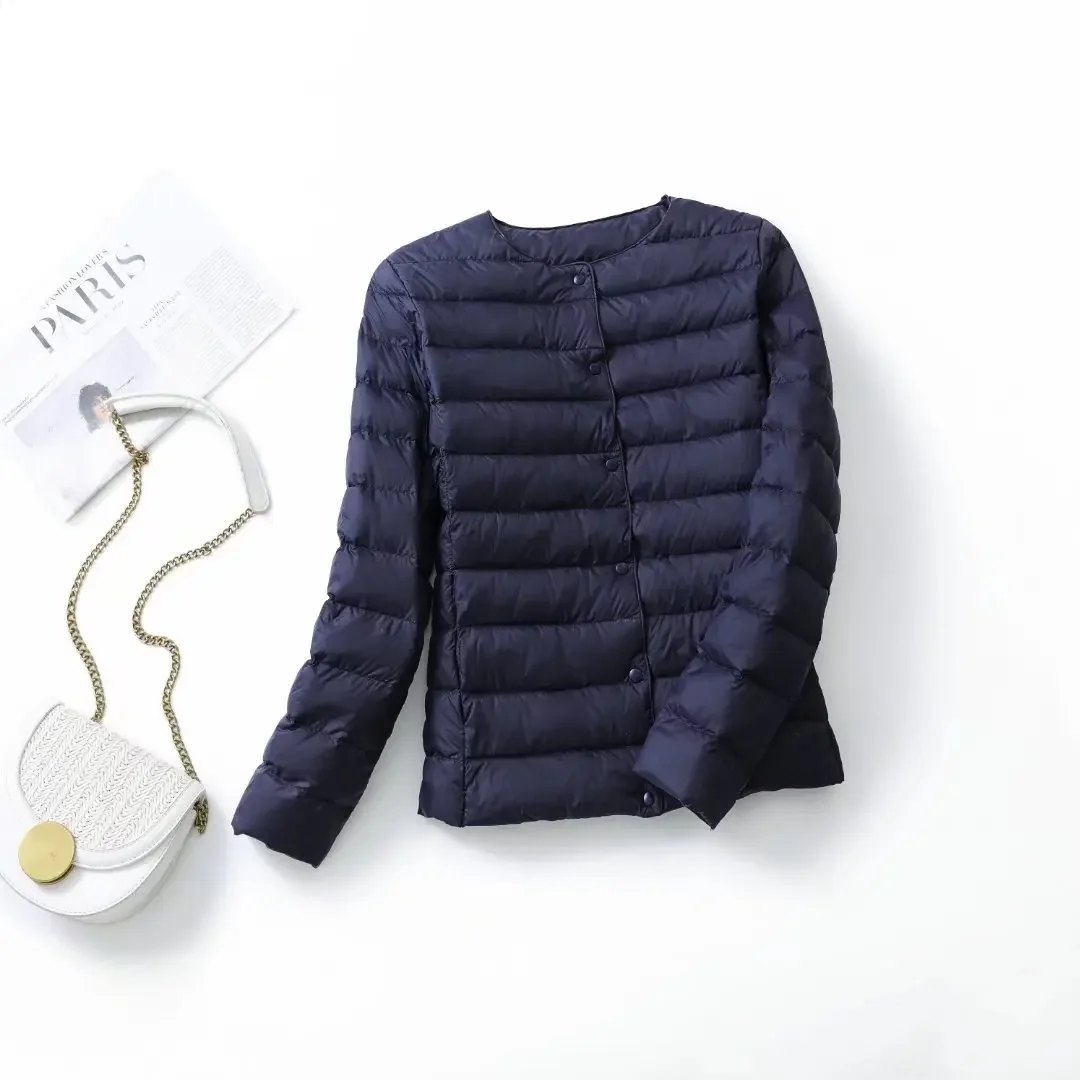 Women's Ultra Lightweight Packable Puffer Coat - Slim Fit White Duck Down Winter Jacket