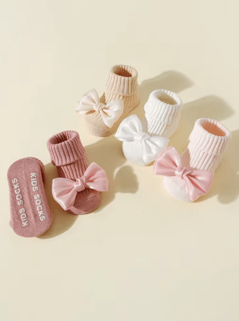 SweetSteps Toddler Ankle Socks with Bows Soft Cotton Anti Slip Set