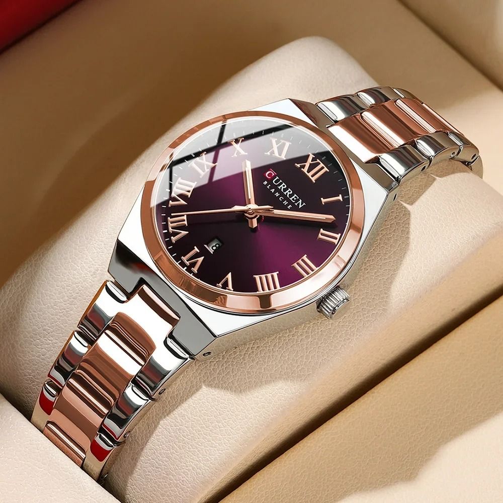 Stainless Steel Dress Watch – Waterproof Analog Bracelet Watch with Date for Women