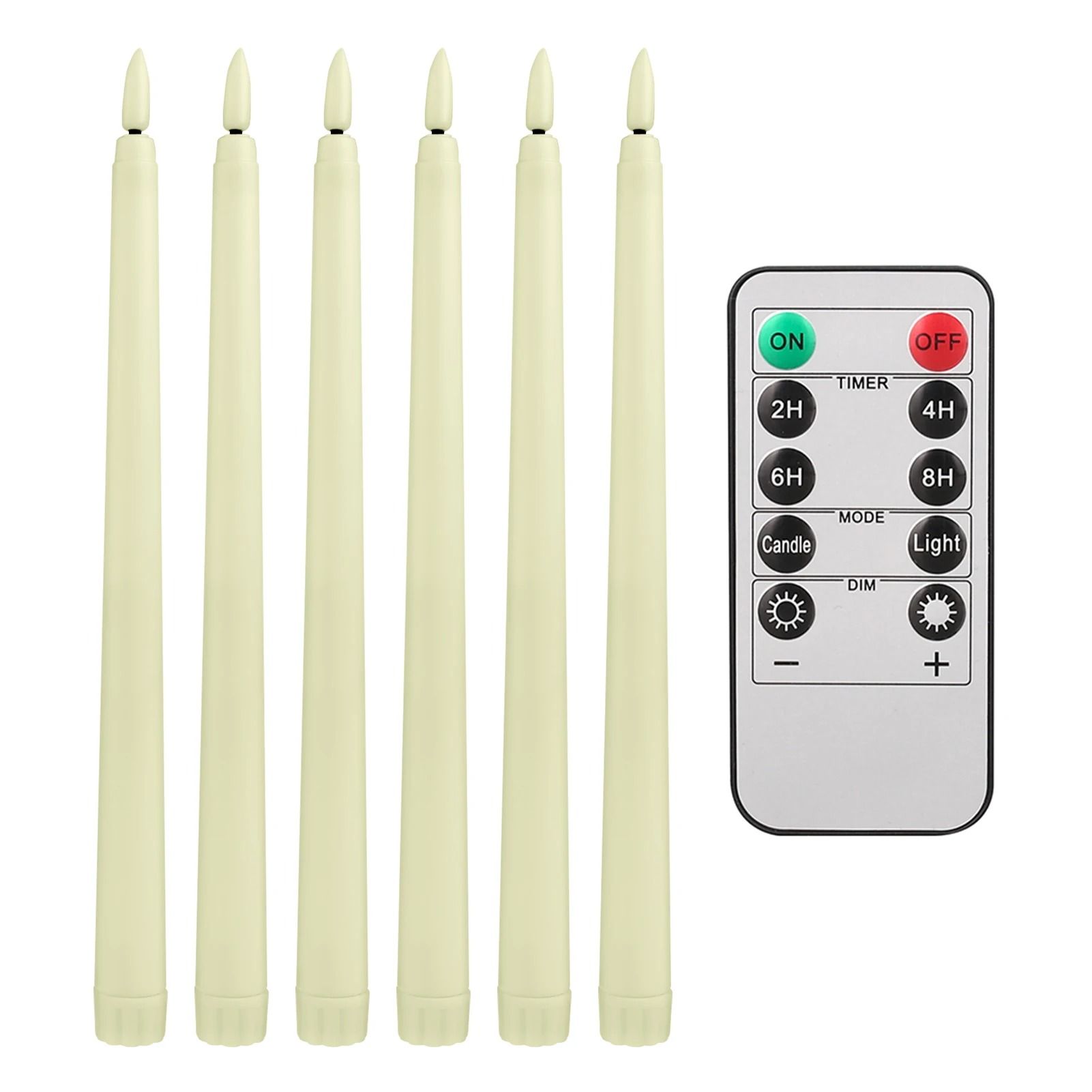 Flameless Taper Candles Set Timer Remote Flickering 6 to 24 Pieces