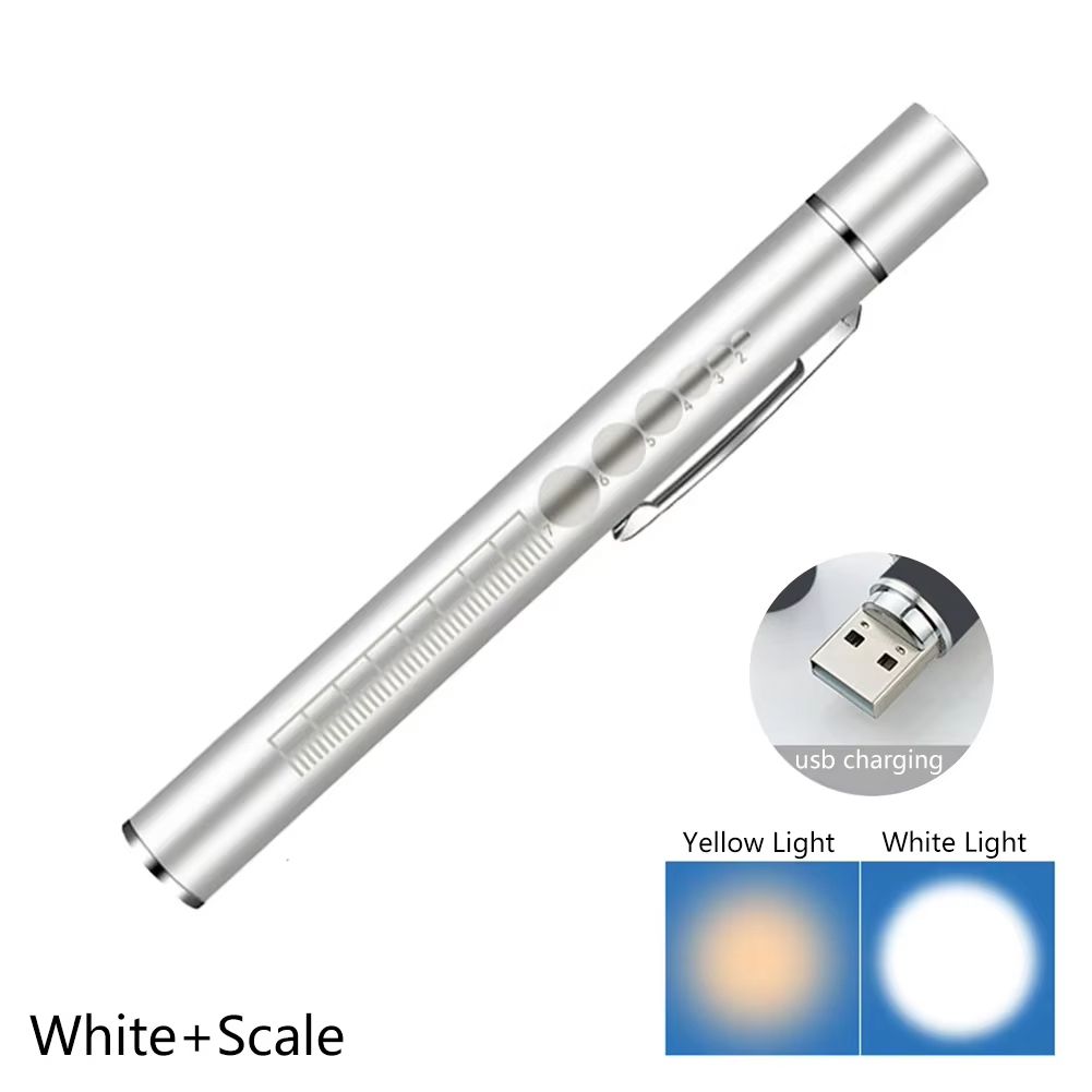 USB Rechargeable Medical Pen Light with Stainless Steel Clip