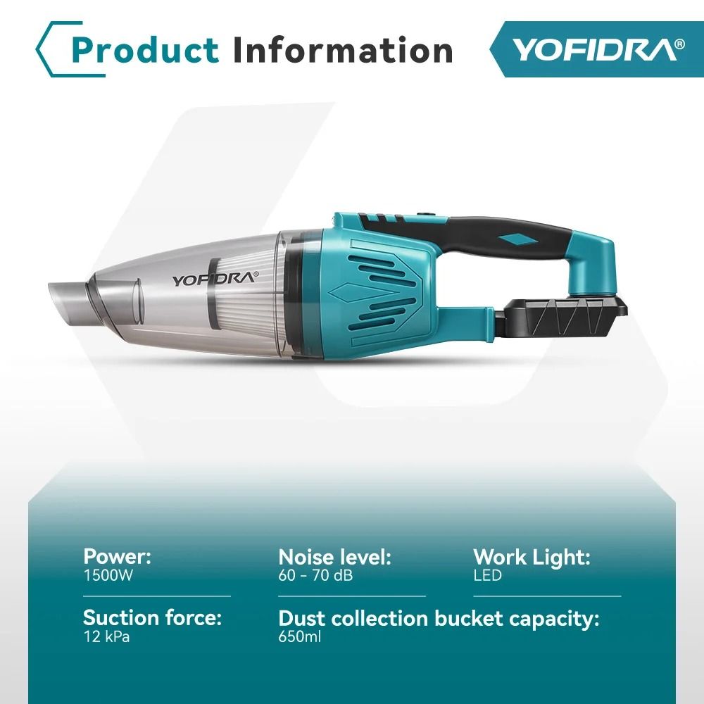 YOFIDRA 1500W Cordless 4-in-1 Vacuum Cleaner – 12KPA Portable Handheld Home & Car Cleaning Tool