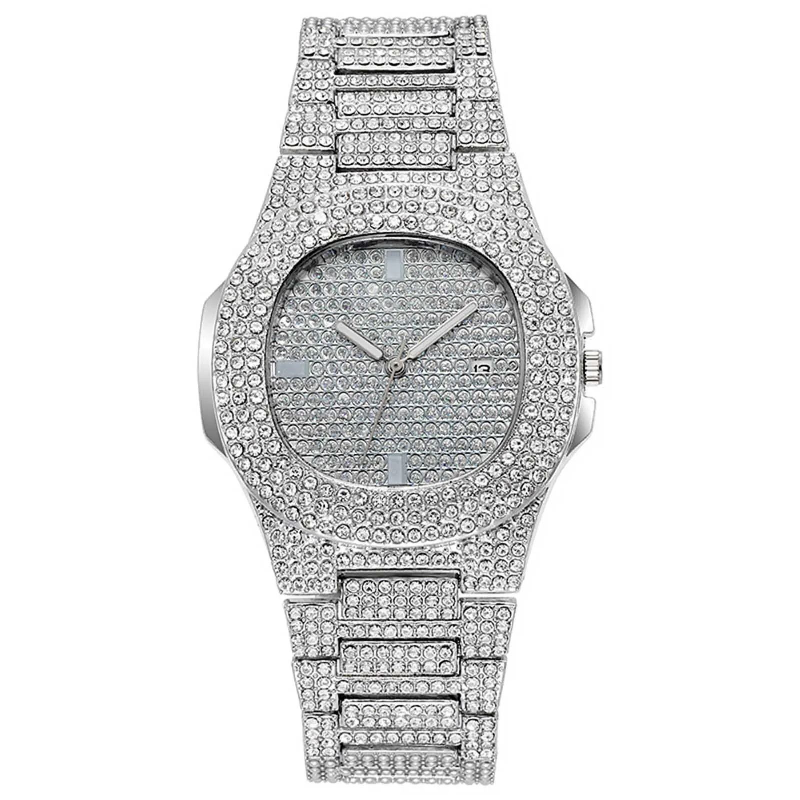 Hip-Hop Ice Out Full Diamond Square Watch