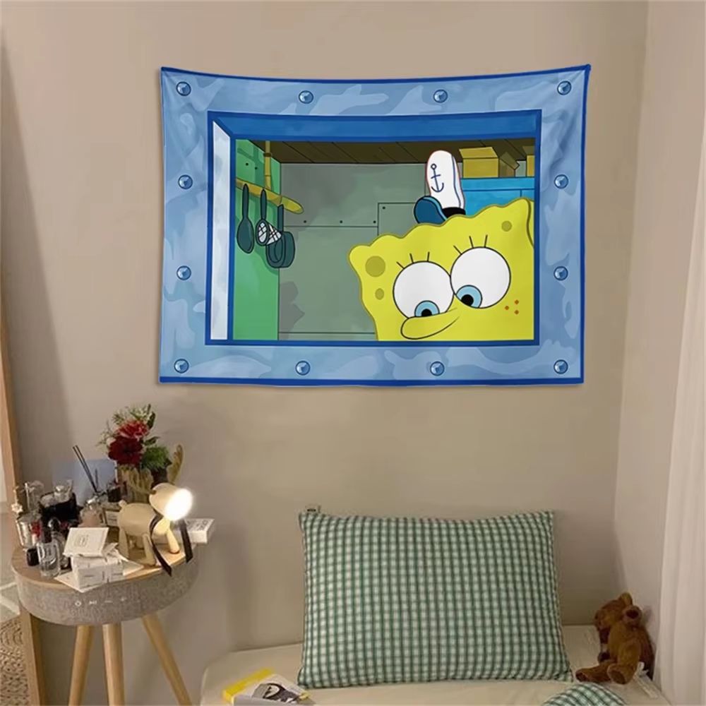 Potdemiel SpongeBob Octopus Brother Cartoon Hanging Tapestry for Bedroom Decor