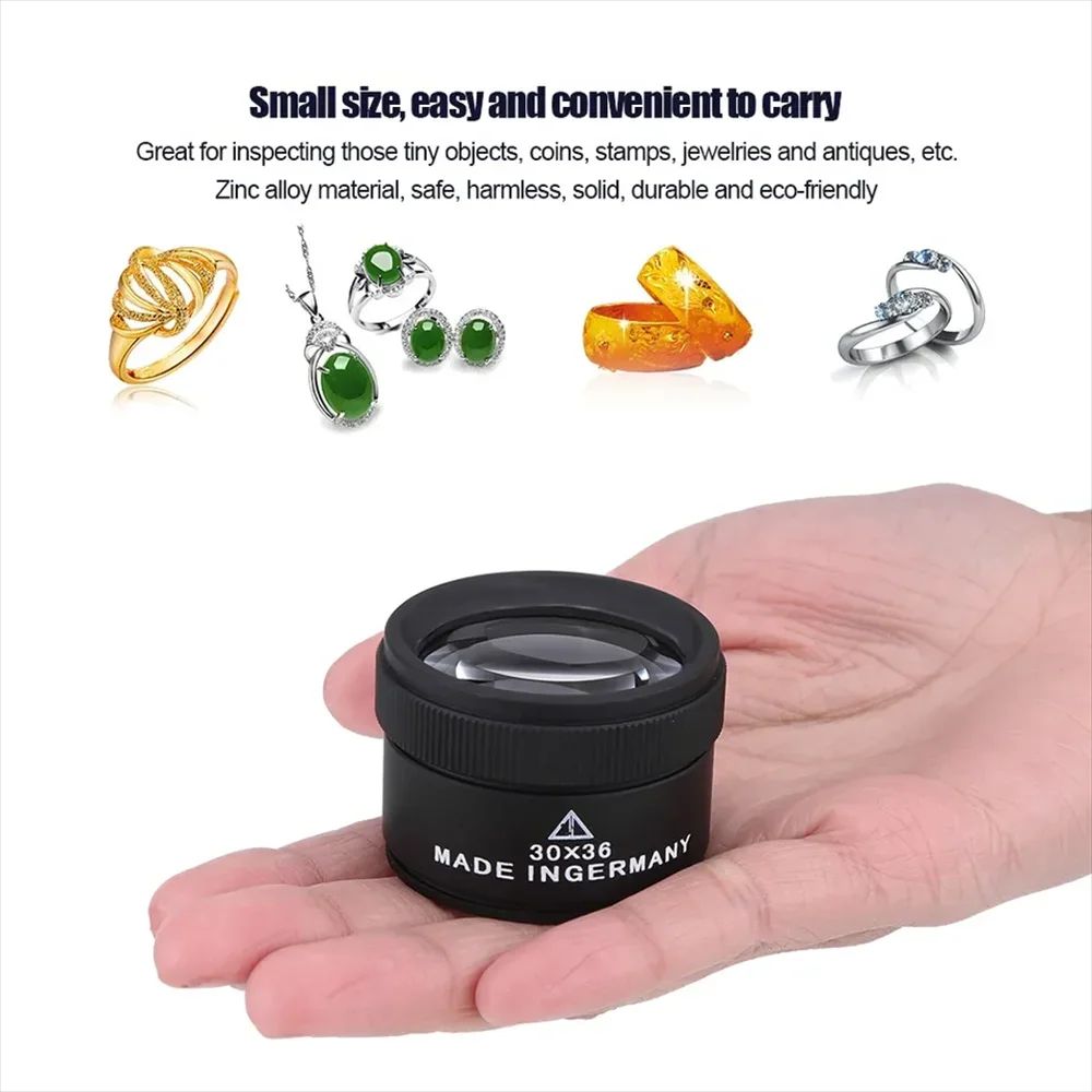 30x Pocket Magnifier Glass - Portable Magnifying Glass for Jewelry, Coins & Watch Repait