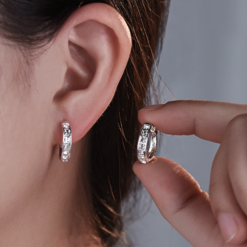 Women's Circle Round Earrings, Sterling Silver Shining Zircon Jewelry, Elegant Birthday Gifts