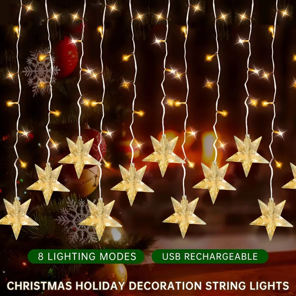96LED Solar Ice Crystal String Lights Outdoor Fairy Lights for Garden Wedding Party