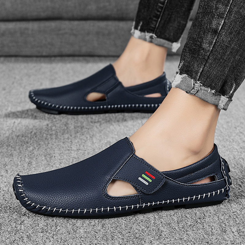 Mens Hollowed Out Leather Loafers, Summer Casual Shoes, Hand Sewn Driving Shoes, Luxo Facon Style Footwear