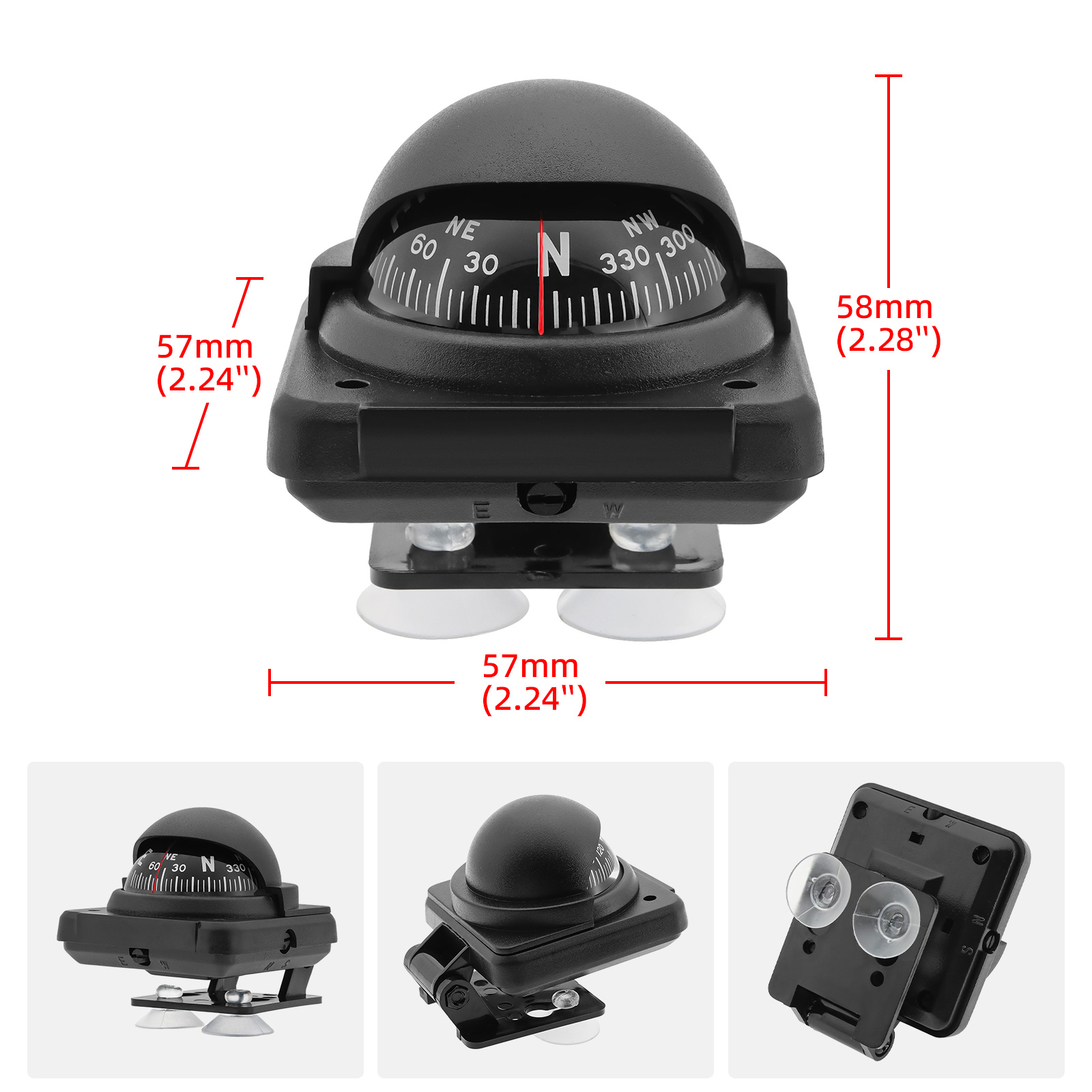 Car Compass Dashboard Mount with Suction Cup