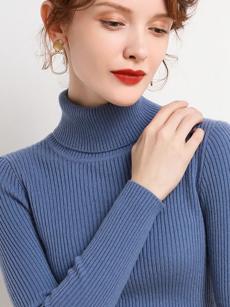 Womens Fall Turtleneck Sweater Knitted Soft Pullover Cashmere Jumper