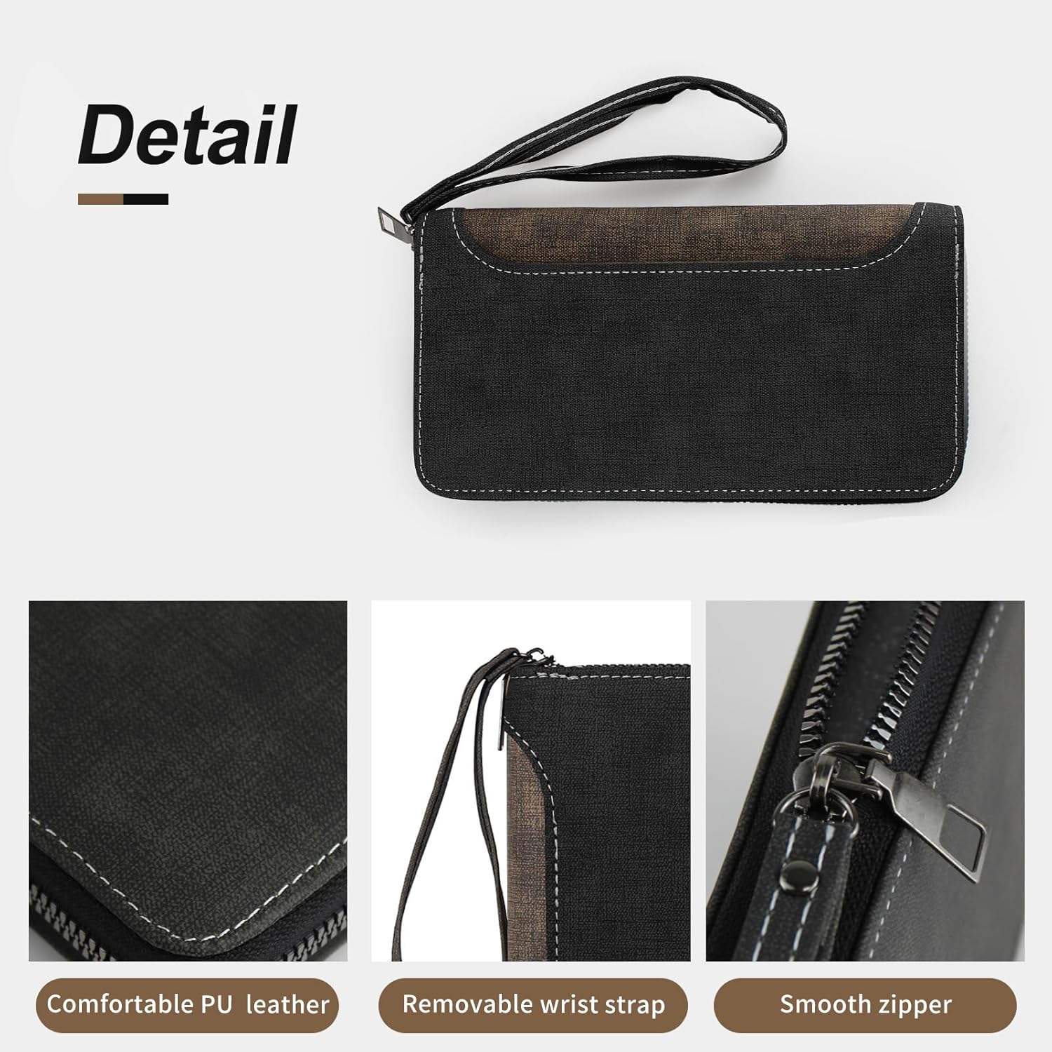 Mens Multi Functional Long Wallet Large Capacity Zipper Coin Purse & Mobile Phone Bag
