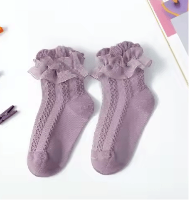 Sweet Lace Ruffle Baby Girls Socks Cotton Crew Dress Style