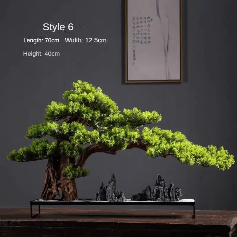Four Seasons Artificial Pine Bonsai Desk Tree for Home and Office Decor